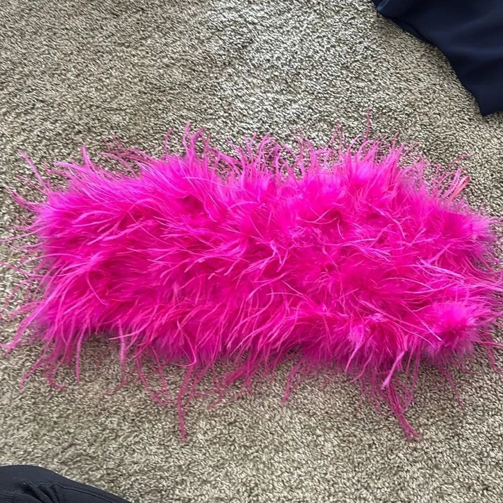 Nasty Gal Collection Hot Pink feather Bandeau crop top size 8